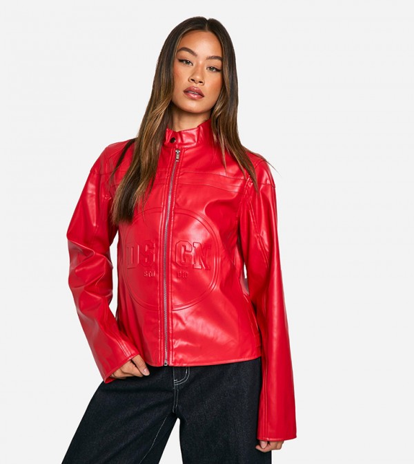 Tall Embossed Faux Leather Moto Jacket