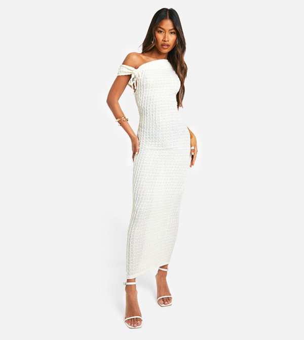Asymmetric Textured Maxi Dress
