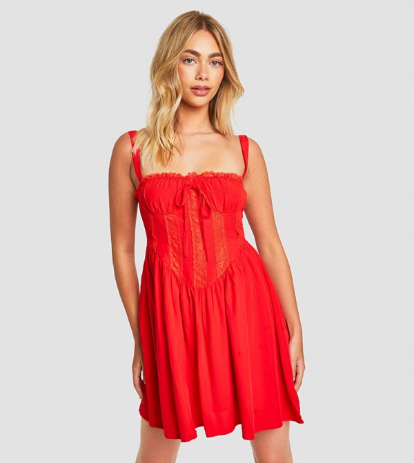 Lace Corset Smock Dress