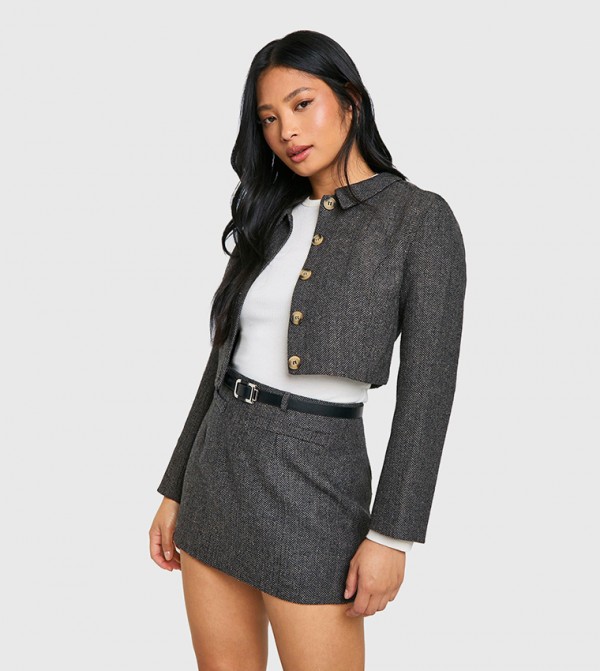 Petite Cropped Tweed Jacket