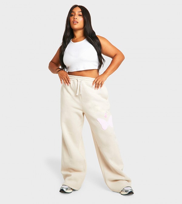 Curve Butterfly Print Straight Leg Sweatpants