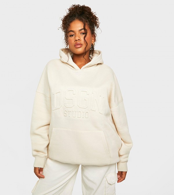Curve Dsgn Collegiate Embossed Oversized Hoodie