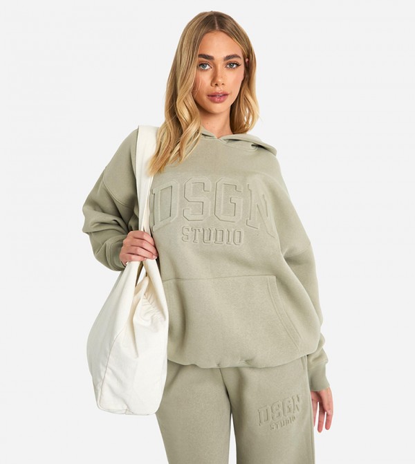 Dsgn Collegiate Embossed Oversized Hoodie