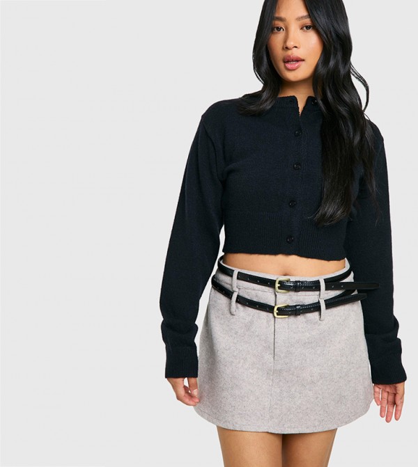 Petite Wool Look Micro Mini Skirt