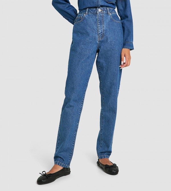 Washed High Waist Slim Fit Jeans