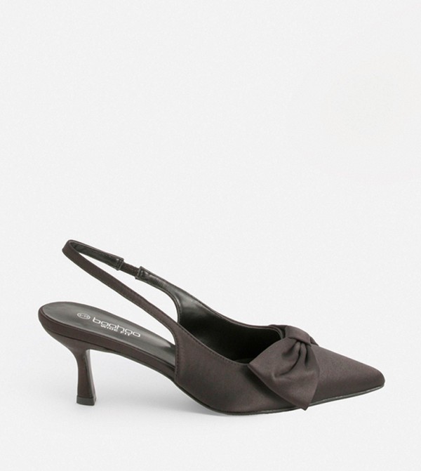 Wide Fit Half Bow Satin Pumps