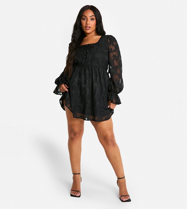 Curve Milkmaid Woven Floral Skater Dress