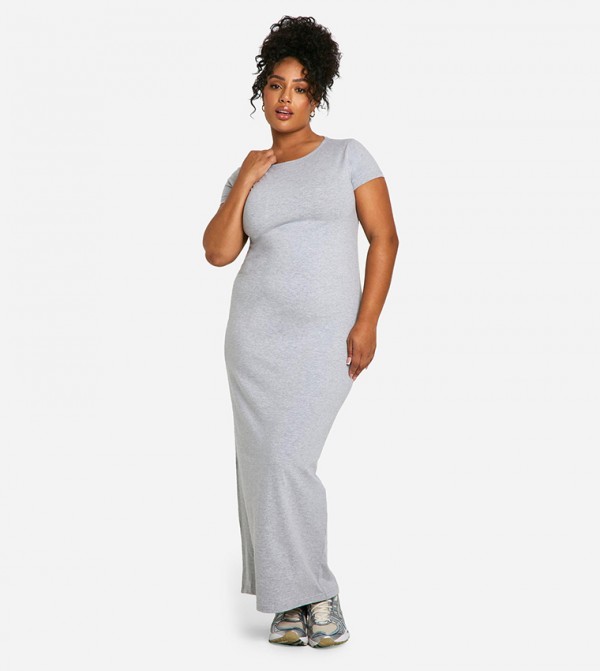 Curve Cap Sleeves Midaxi Column Dress