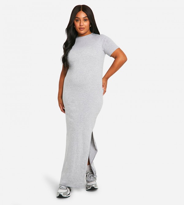 Plus Solid T-Shirt Maxi Dress