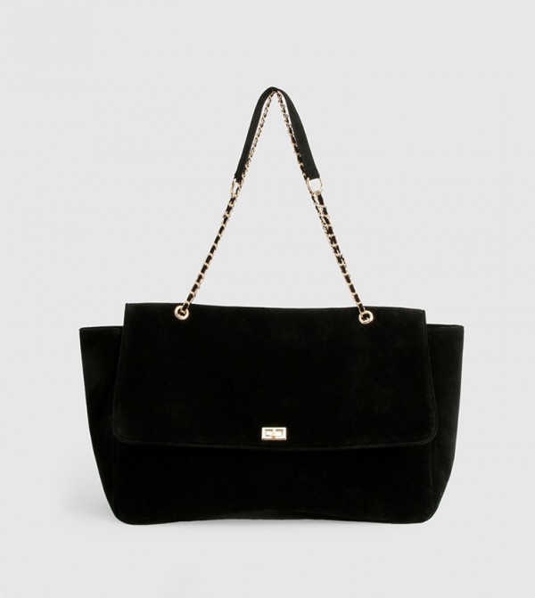 Faux Suede Oversized Shoulder Bag