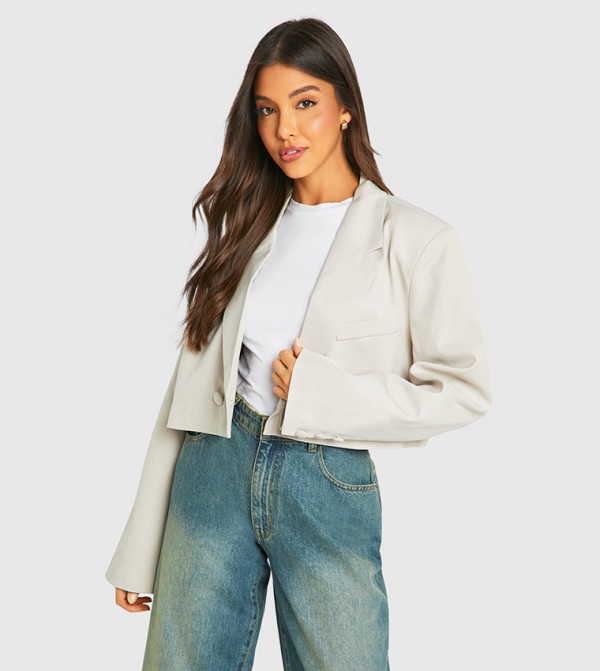 Double Breasted Boxy Crop Blazer