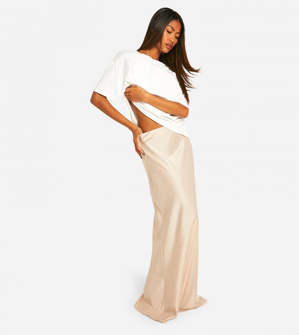 Fluid Satin Bias Maxi Skirt