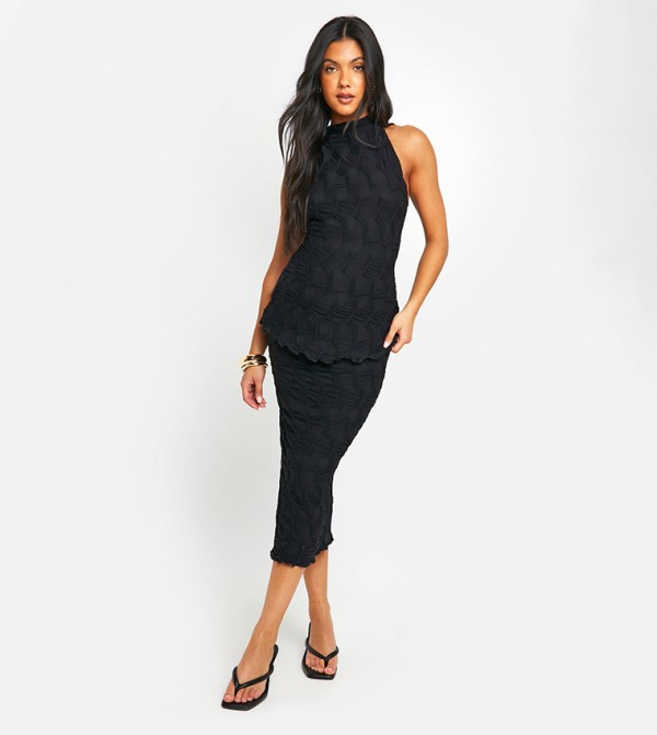 Maternity Textured Jacquard Midi Skirt