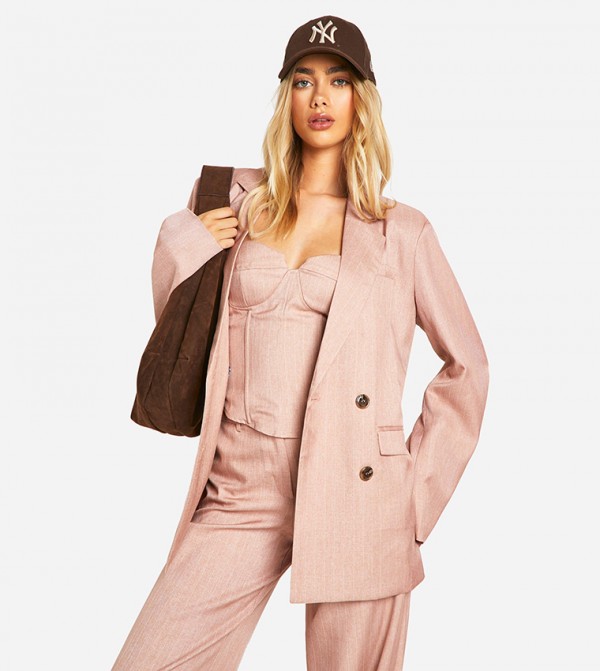 Premium Pinstriped Double Breasted Blazer