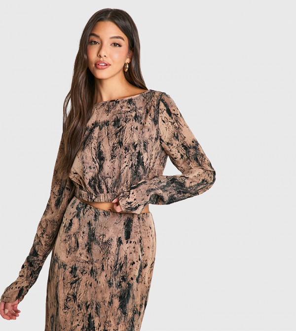 Tonal Tie Dye Relaxed Fit Woven Crop Top