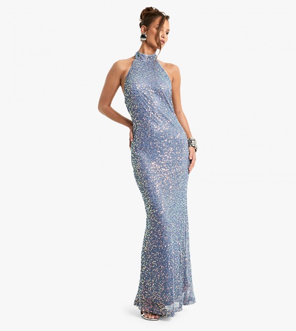 Sequined Crochet Maxi Dress