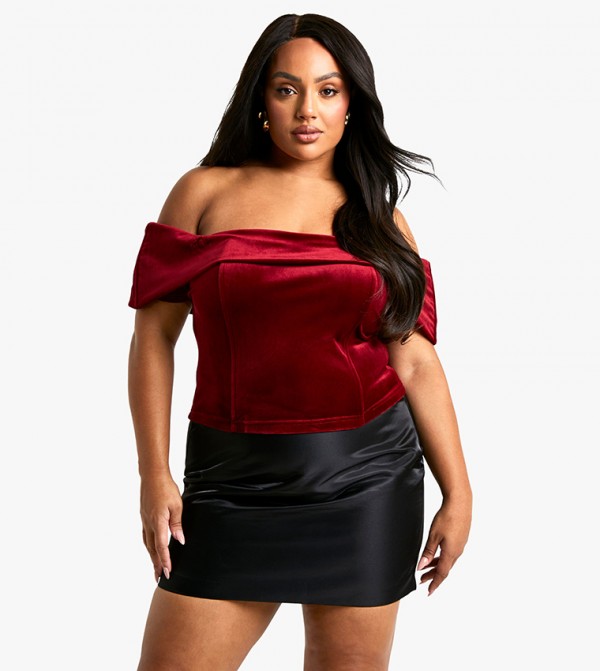 Curve Velvet Off Shoulder Top