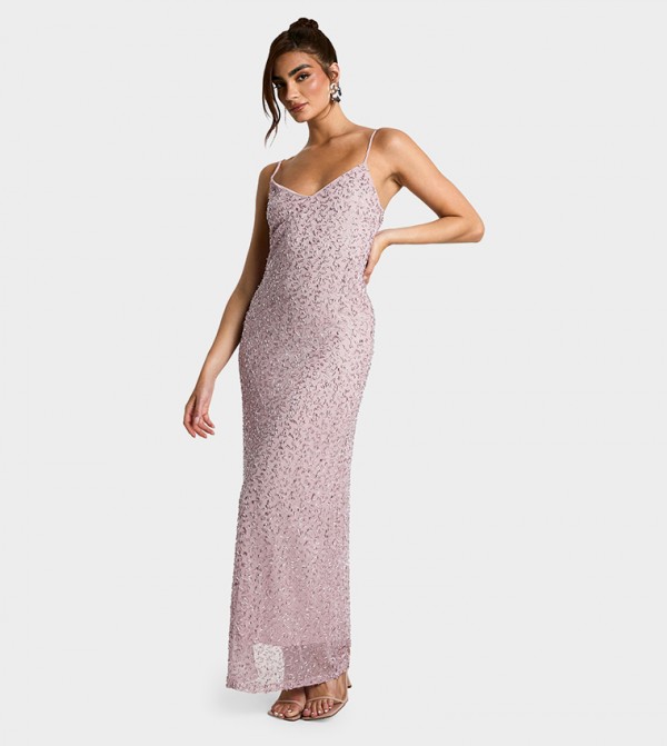 Embellished V-Neck Maxi Dress