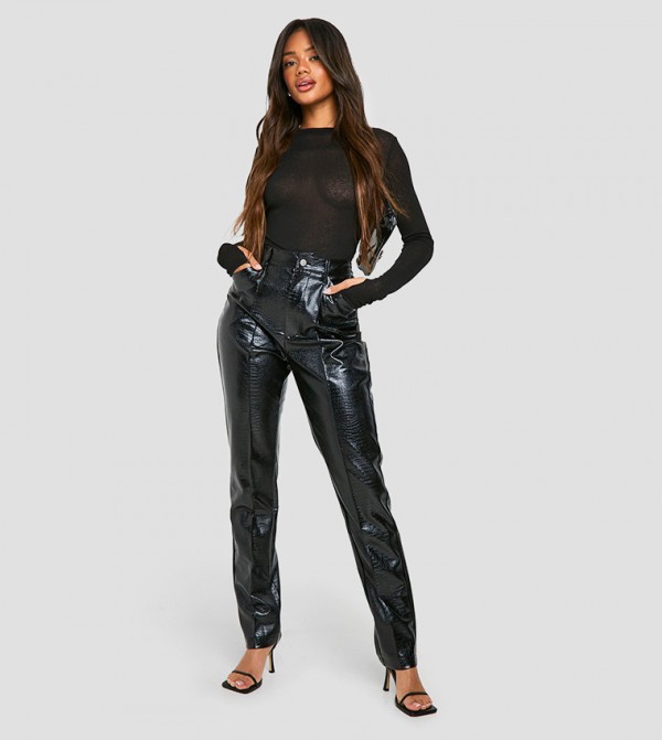 Slim Fit Croc PU Trousers