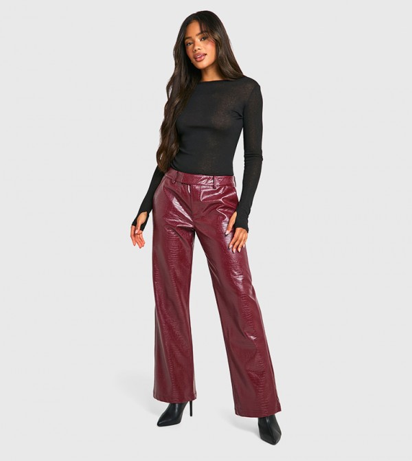 Croc Textured Straight Leg Trousers