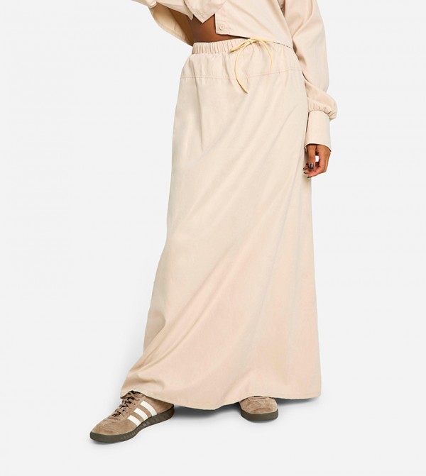 Soft Touch Drawstring Waist Maxi Skirt