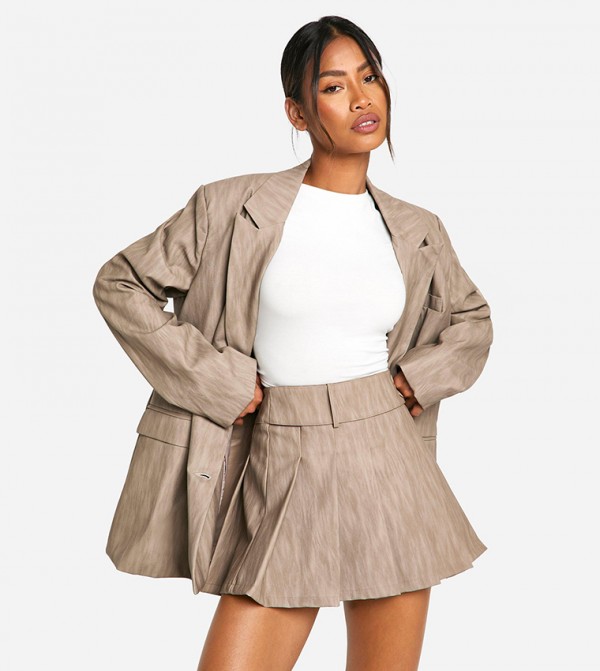 High Waist Pleated Mini Skirt