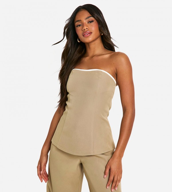 Contrast Seam Detail Off Shoulder Top