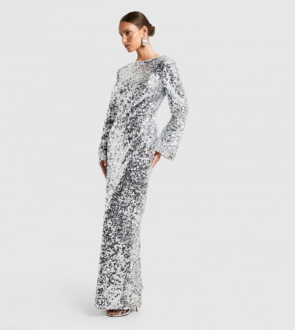 Sequined Scoop Back Maxi Dress