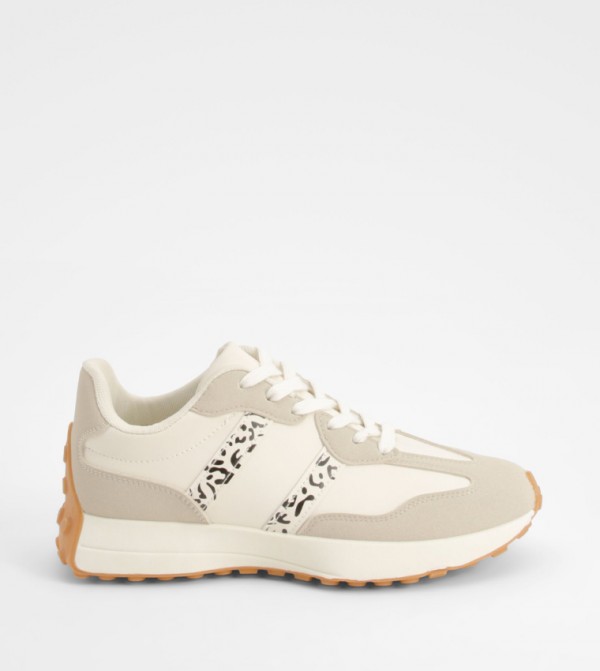 Leopard Striped Lace Up Sneakers