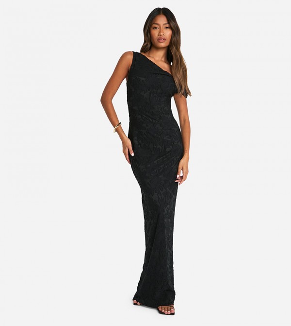 Floral Embroidered Twist Strap Maxi Dress