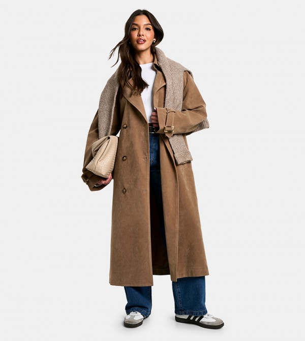 Vintage Look Suedette Trench Coat