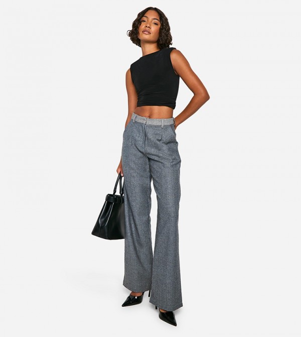 Tall Textured Wide Leg Trousers