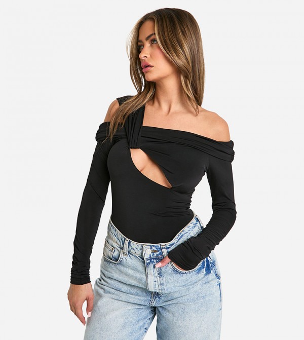 Slinky Knot Detail Bardot Bodysuit
