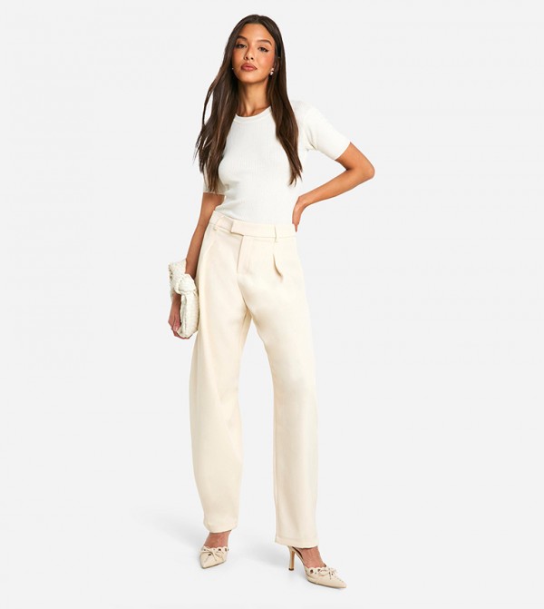 Tailored High Rise Straight Fit Trousers