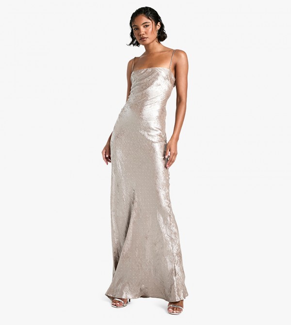 Tall Diamante Strappy Satin Maxi Dress