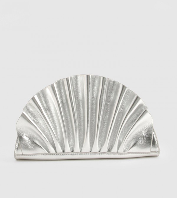 Metallic Ruffle Clutch Bag