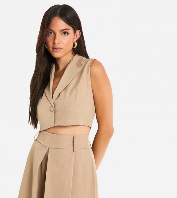 Marl Tailored Cropped Top