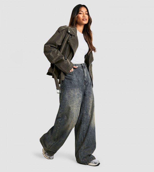 Faded Wide Leg Jeans