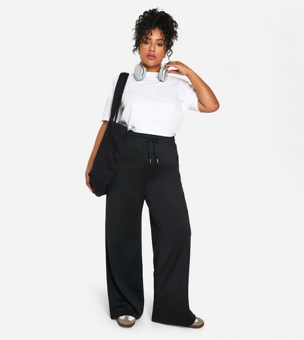 Curve Drawstring Waist Slouchy Dad Trousers