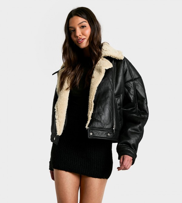 Borg Lined Aviator Jacket