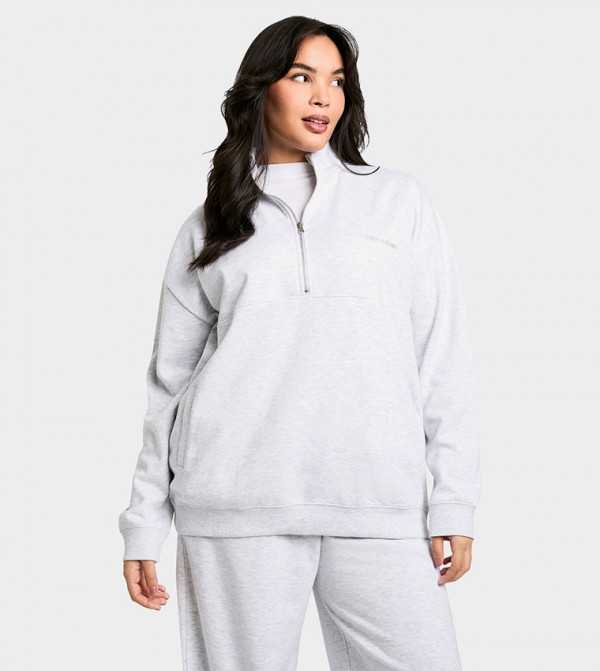 Design Studio Embroidered Half Zip Oversized Sweatshirt