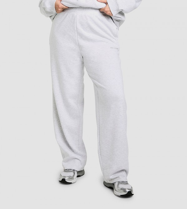 Curve Embroidered Elastic Waist Pants