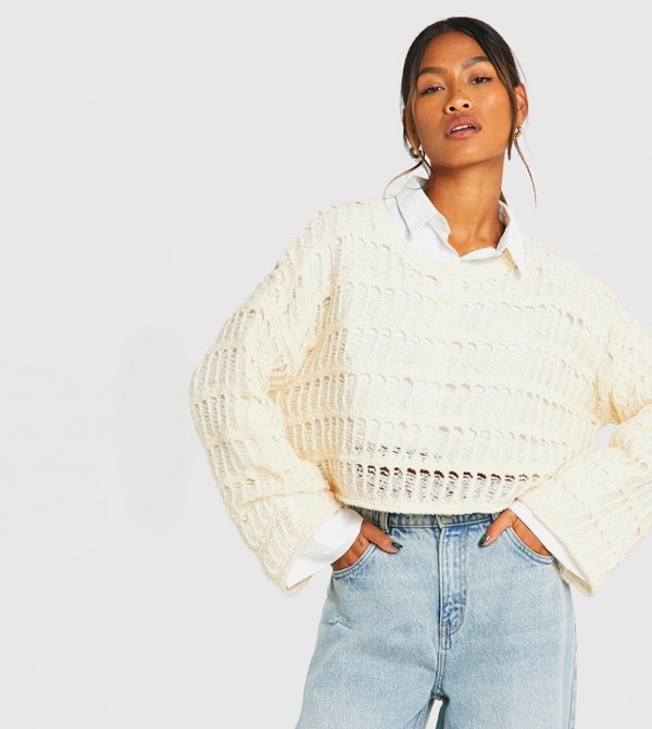 Ladder Crochet Crop Sweater