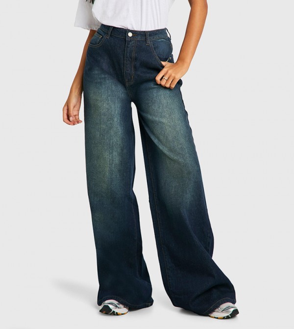 Tall Faded Wide Leg Jeans