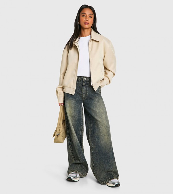 Petite Faded Wide Leg Jeans