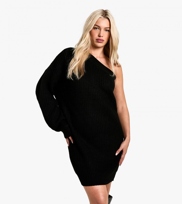 Knitted One Shoulder Mini Dress