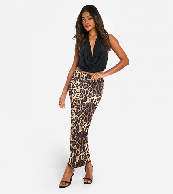 Leopard Print Midaxi Skirt
