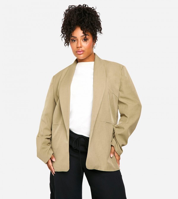 Curve Essential Ruched Sleeves Oversized Blazer
