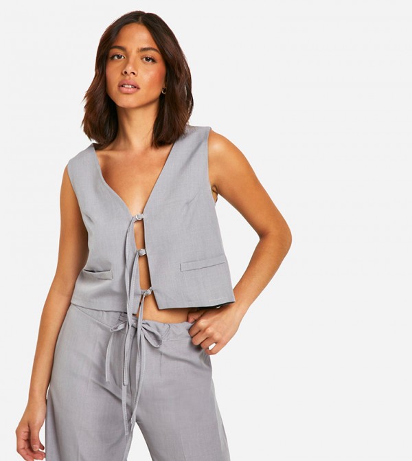 Tie Front Tailored Waistcoat