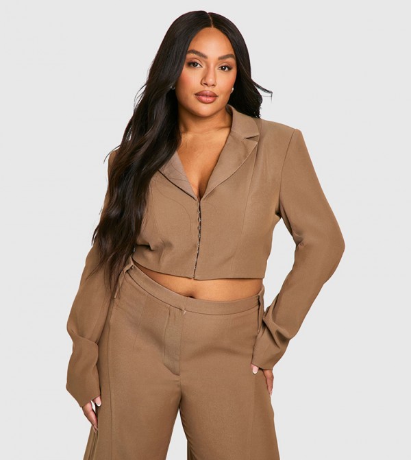 Curve Corset Detail Tailored Cropped Blazer
